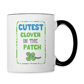 Cutest Clover In The Path Shamrock Kleeblatt - Contrasting Mug - white/black - Right