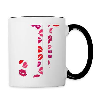 Letter j kisses - Contrasting Mug - white/black - Right