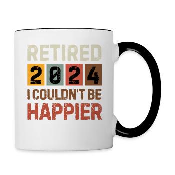 RETIRED 2024 I COULDN'T BE HAPPIER retirement gift - Contrasting Mug - white/black - Right
