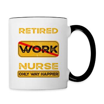 Retirement nurse only happier Retired - Contrasting Mug - white/black - Right