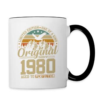 cadeau d'anniversaire 44 ans 1980 édition limitée - Mug contrasté - blanc/noir - Droite