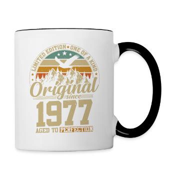 47 Jahr 1977 Geburtstagsgeschenk Limitierte Auflage - Tasse zweifarbig - Weiß/Schwarz - Rechts