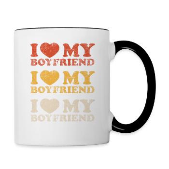 i love my boyfriend vintage classic - Tasse zweifarbig - Weiß/Schwarz - Rechts