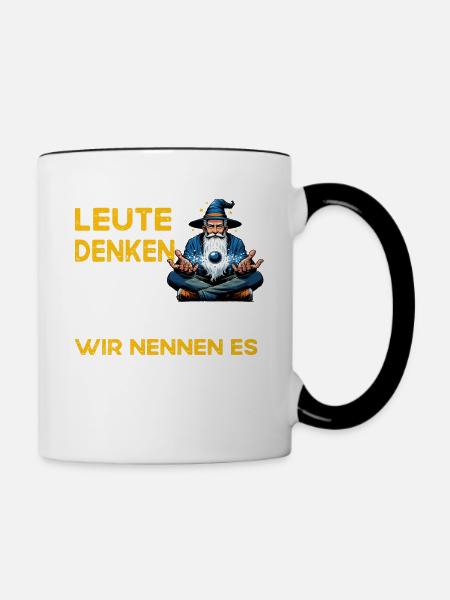 Leute denken Magie Bohren Zahnarzt - Tasse zweifarbig - Weiß/Schwarz