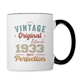 März 1933 Jahrgang geboren Vintage Geburtstag - Tasse zweifarbig - Weiß/Schwarz - Rechts