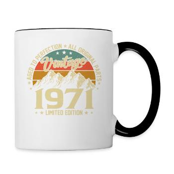 Zur Perfektion gereift 1971 53. Geburtstag Jahrgang - Tasse zweifarbig - Weiß/Schwarz - Rechts
