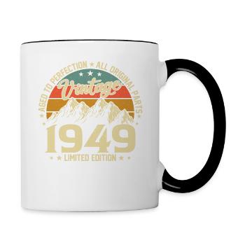 Zur Perfektion gereift 1949 Jahrgang zum 75-jährigen Jubiläum - Tasse zweifarbig - Weiß/Schwarz - Rechts
