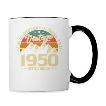 Zur Perfektion gereift 1950 74. Geburtstag Jahrgang - Tasse zweifarbig - Weiß/Schwarz - Rechts