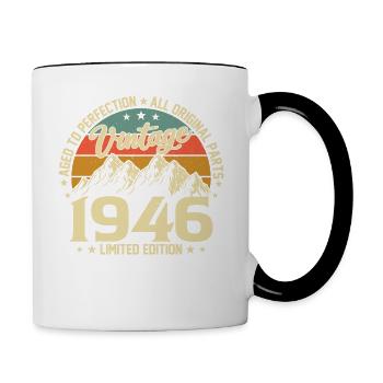 Aged to Perfection 1946 78th Birthday Vintage - Contrasting Mug - white/black - Right