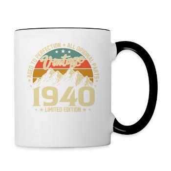 Aged to Perfection 1940 84th Birthday Vintage - Contrasting Mug - white/black - Right