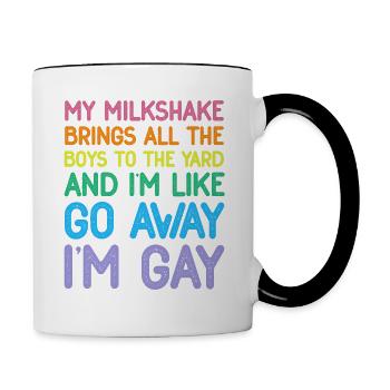 Lesbische Flagge Gay Pride Regenbogen LGBT Mein Milchshake - Tasse zweifarbig - Weiß/Schwarz - Rechts