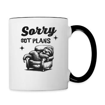 Sorry, Got Plans - tired sloth - Contrasting Mug - white/black - Right