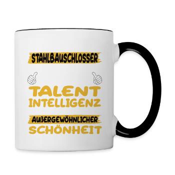 steel construction fitter a prime example of talent - Contrasting Mug - white/black - Right