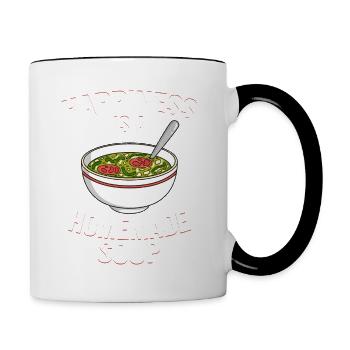 Le bonheur est un bol de soupe fait maison - Mug contrasté - blanc/noir - Droite