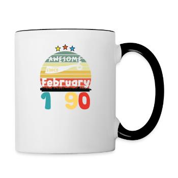 34 Years Old Made In 1990 Vintage February 1990 - Contrasting Mug - white/black - Right