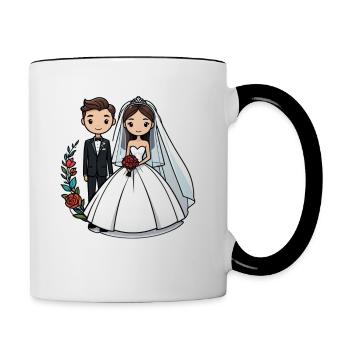 just married - pour mariage - Mug contrasté - blanc/noir - Droite