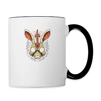 Gruseliger Totenkopf Böser Hase Horror Hase - Tasse zweifarbig - Weiß/Schwarz - Rechts
