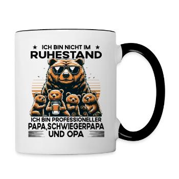 Ich bin im Ruhestand bin Professioneller Opa Papa - Tasse zweifarbig - Weiß/Schwarz - Rechts