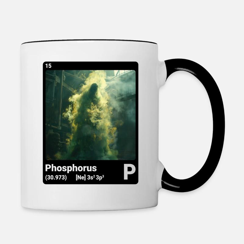 Periodensystemelement Phosphor (P) 015 - Tasse zweifarbig - Weiß/Schwarz
