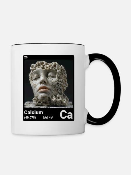 Calcium Ca chemisches Element Periodensystem 020 - Tasse zweifarbig - Weiß/Schwarz