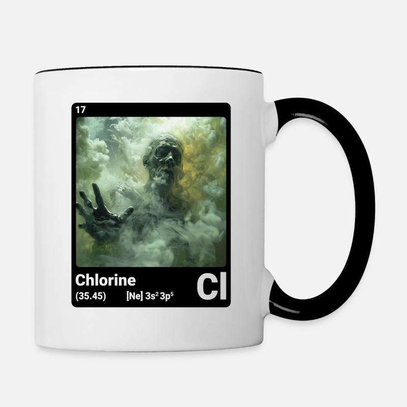 Chlore Cl Élément chimique Tableau périodique 017 - Mug contrasté - blanc/noir