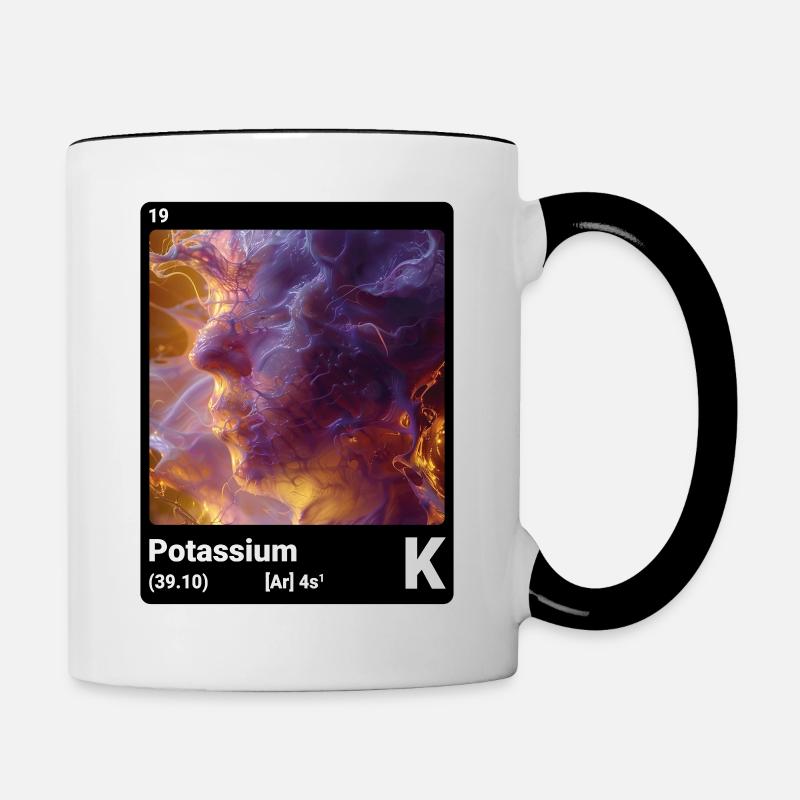 Potassium K chemical element periodic table 019 - Contrasting Mug - white/black