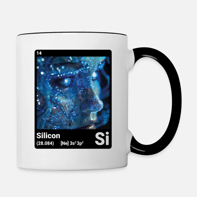 Élément du tableau périodique silicium (Si) 014 - Mug contrasté - blanc/noir