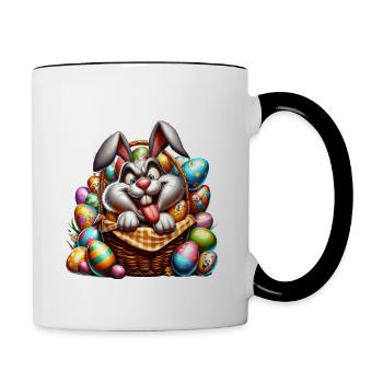 Easter Bunny Funny Bunny Easter Eggs Happy Easter - Contrasting Mug - white/black - Right
