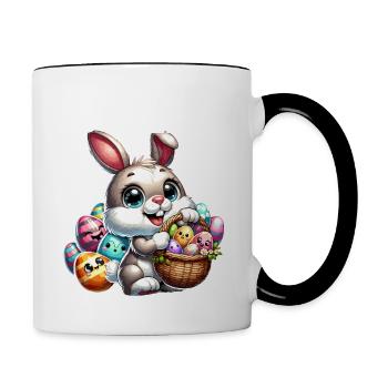 Easter Bunny Funny Bunny Easter Eggs Happy Easter - Contrasting Mug - white/black - Right