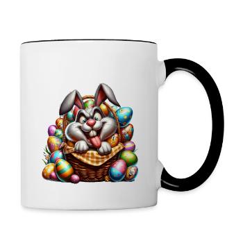 Easter Bunny Funny Bunny Easter Eggs Happy Easter - Contrasting Mug - white/black - Right