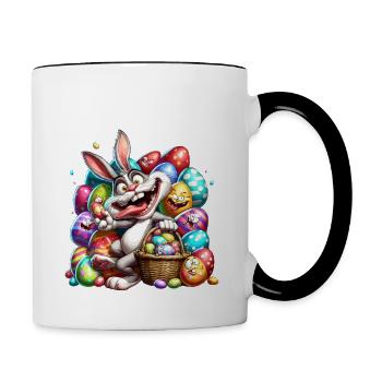 Easter Bunny Funny Bunny Easter Eggs Happy Easter - Contrasting Mug - white/black - Right