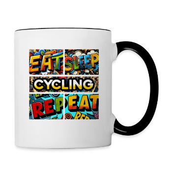 Eat sleep Cycling repeat - Contrasting Mug - white/black - Right