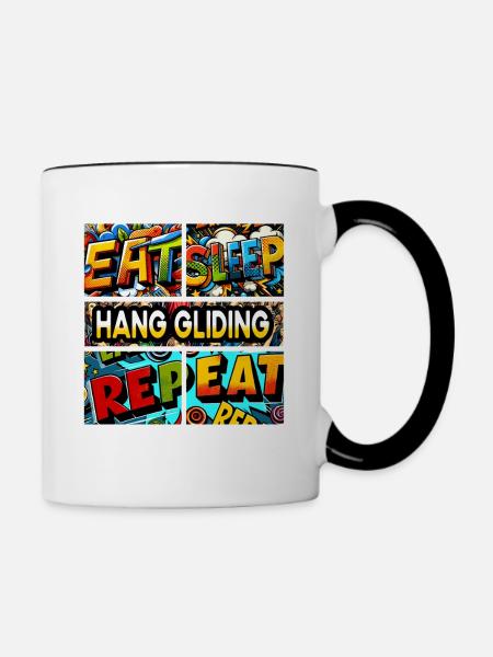 Eat sleep Hang gliding repeat - Tasse zweifarbig - Weiß/Schwarz