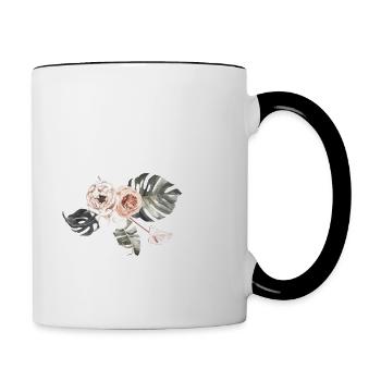 Lettre p floral tropical - Mug contrasté - blanc/noir - Droite
