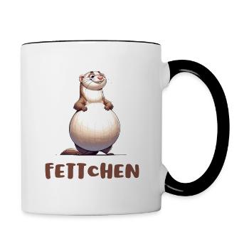 Frettchen - Fettchen mit dicken Bauch Lustig - Tasse zweifarbig - Weiß/Schwarz - Rechts