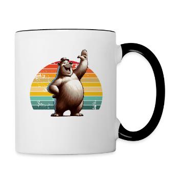 Greetings Bear Huhu Hello - Contrasting Mug - white/black - Right