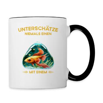 Ne sous-estimez jamais le vieil homme avec un aquarium - Mug contrasté - blanc/noir - Droite