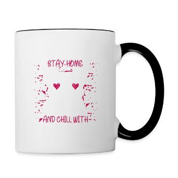 I Just want to Stay Home French Bulldog Frenchie - Contrasting Mug - white/black - Right