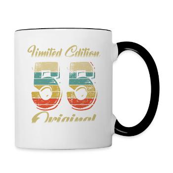 69 ans anniversaire vintage 1955 édition limitée - Mug contrasté - blanc/noir - Droite