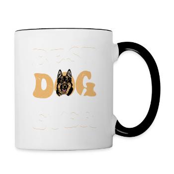 Best Dog Dad Ever German Shepherd Puppy Mom Dad - Tasse zweifarbig - Weiß/Schwarz - Rechts
