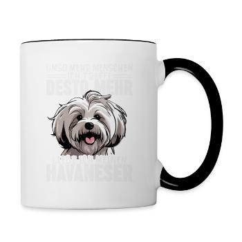 Liebe ich meinen Havaneser Hund Frauchen Hunde Mam - Tasse zweifarbig - Weiß/Schwarz - Rechts