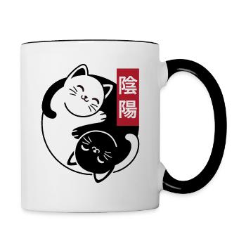 Chats Yin et Yang - Mug contrasté - blanc/noir - Droite