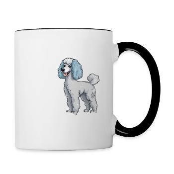 Man with a Poodle Dog Miniature Poodle Master Dog - Contrasting Mug - white/black - Right