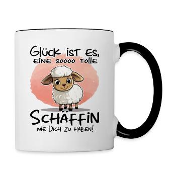 Glück ist es so eine Schäffin zu haben | Chefin - Tasse zweifarbig - Weiß/Schwarz - Rechts