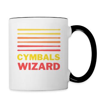 Schlagzeuger Becken Zauberer Schlagzeug - Tasse zweifarbig - Weiß/Schwarz - Rechts