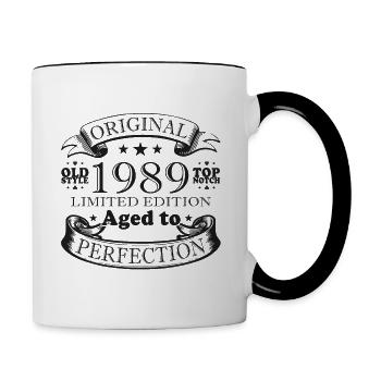 Fabriqué en 1989 Anniversaire 35 ans - Mug contrasté - blanc/noir - Droite