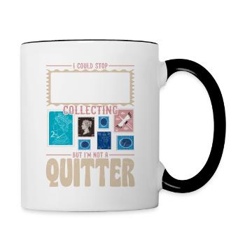 Philatéliste dévoué : ne pas abandonner, juste collectionner - Mug contrasté - blanc/noir - Droite