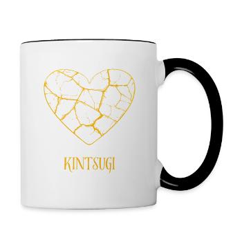 Kintsugi Pottery Golden Heart Repaired - Contrasting Mug - white/black - Right