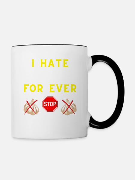 I HATE GARLIC FOR EVER INGREDIENT TASTE VAMPIRE - Mug contrasté - blanc/noir