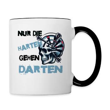 Seuls les plus coriaces vont aux fléchettes - les joueurs de fléchettes - Mug contrasté - blanc/noir - Droite